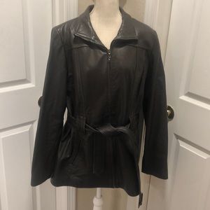 Jones New York Belted Leather Jacket